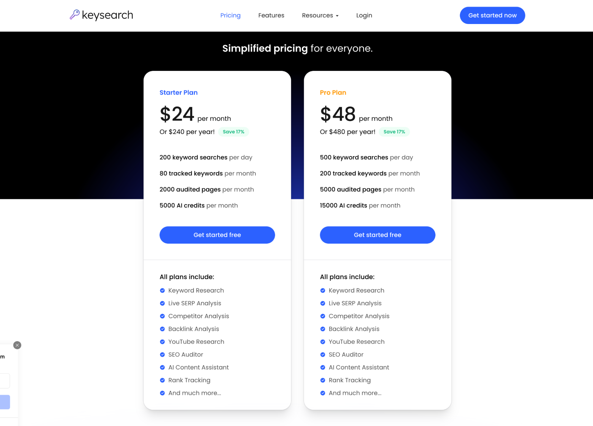 KeySearch pricing